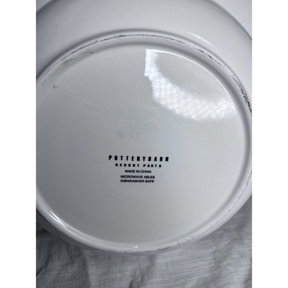 Pottery Barn Catch of the Day Serving Bowl Blue White Stripe 13" - Picture 4 of 7